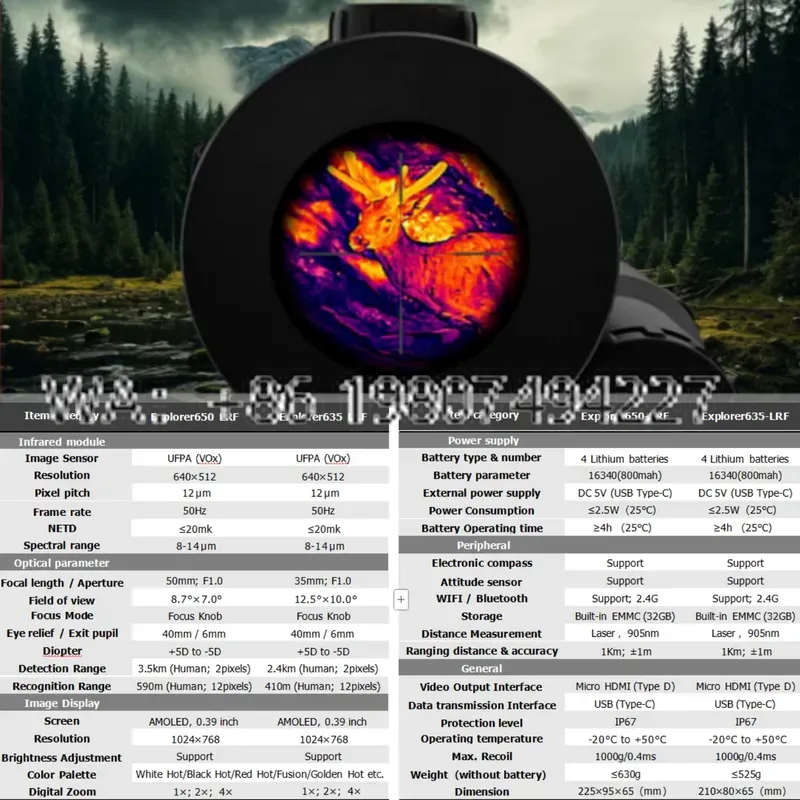 Gece Avı için 1000m Mesafe Ölç - Hunting Thermal Imaging Scope incelemesi ve fiyatı